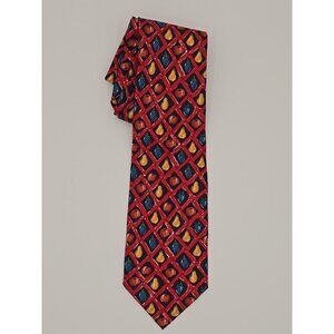 Ricci Como Firenze Mens Necktie 100% Silk Made In Italy Red with Fruit Design
